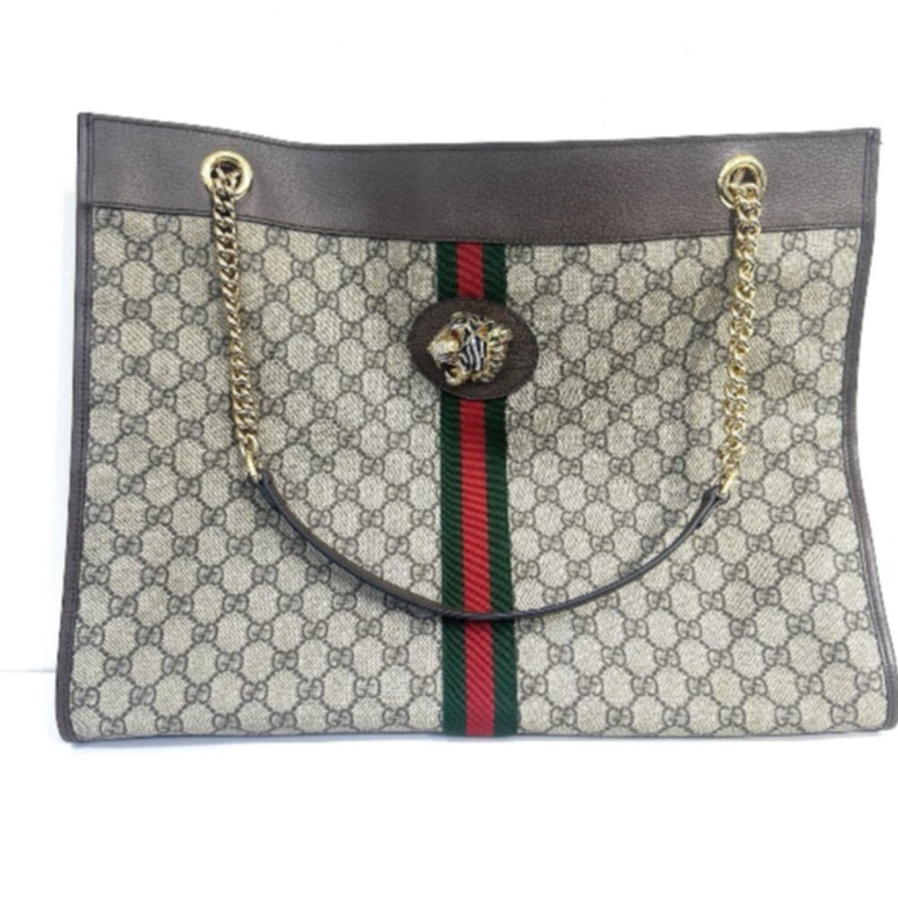Gucci GG Supreme Monogram Large Rajah Chain Tote w/ Removable Pouch